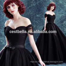 De hombro vestido de noche negro vestido de bola de boda negro 2017